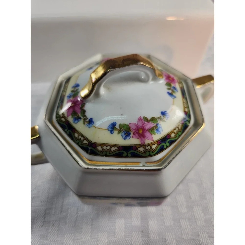 Epiag D.F. Alameda Royal Czechoslovakia 1920's Sugar Bowl Porcelain Gold Trim